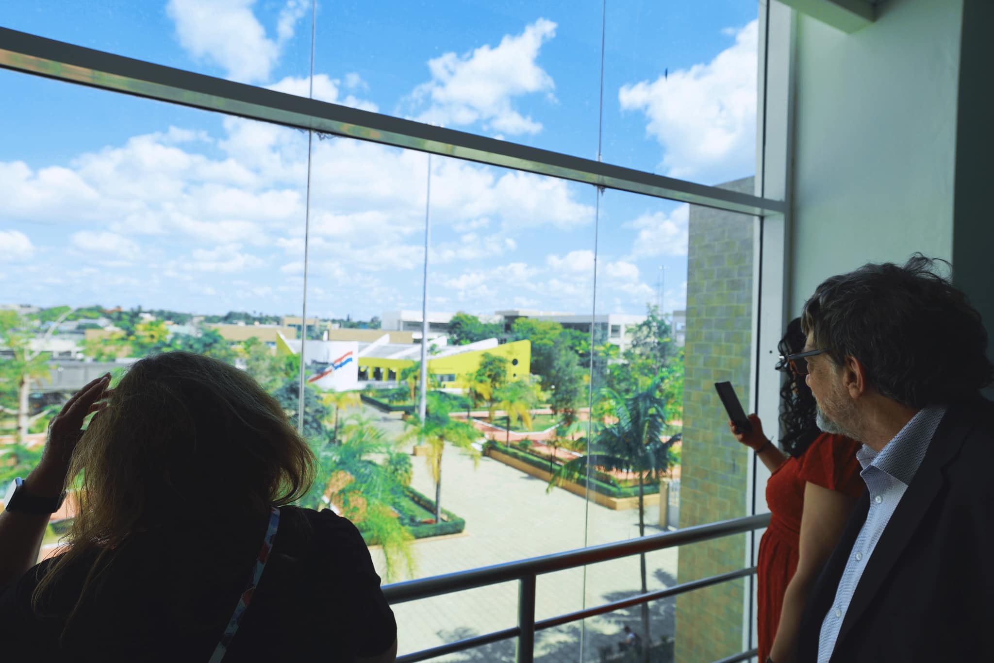 View from balcony overlooking ITSC campus gardens and buildings