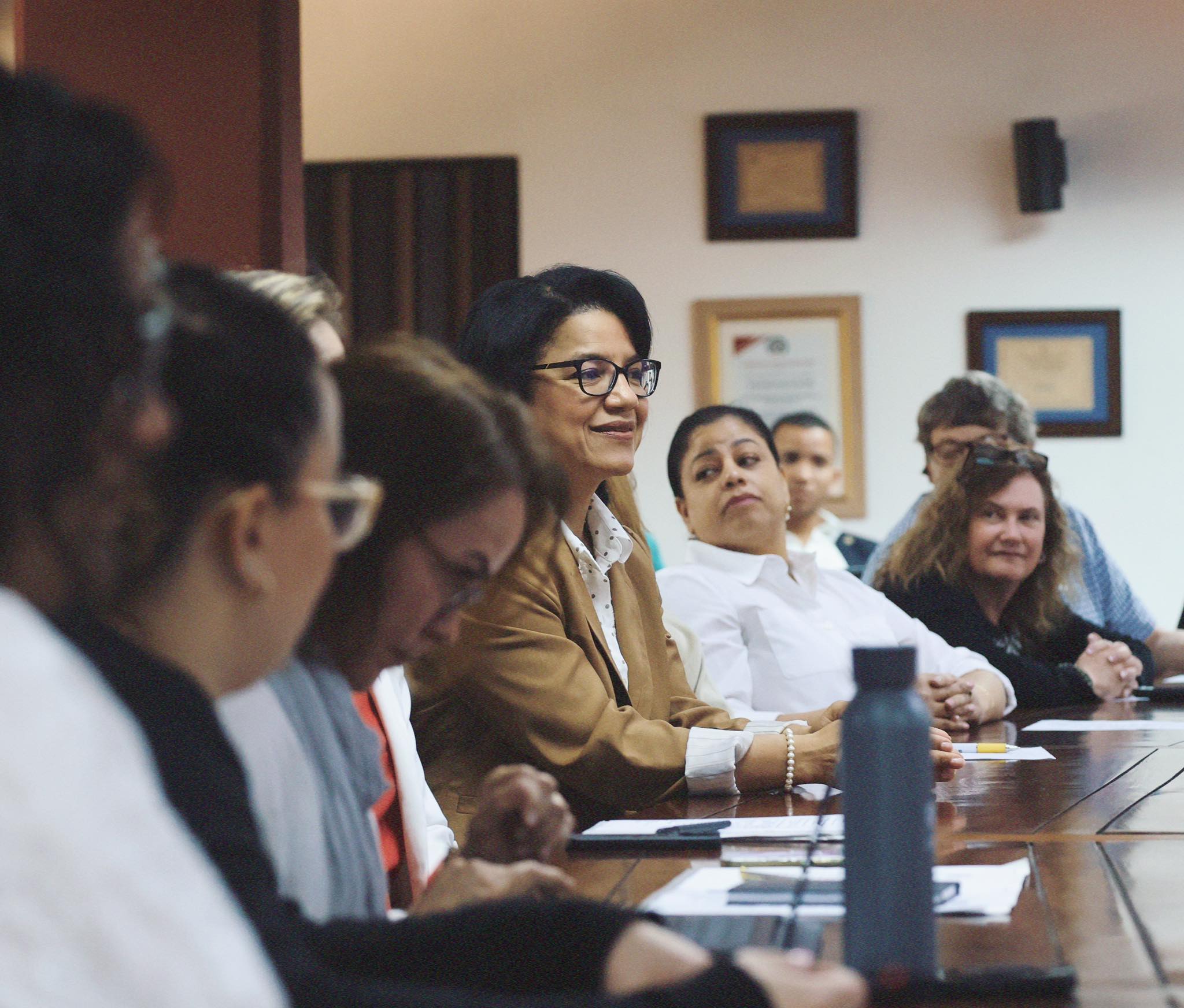 Meeting with UCE administrators and faculty in conference room